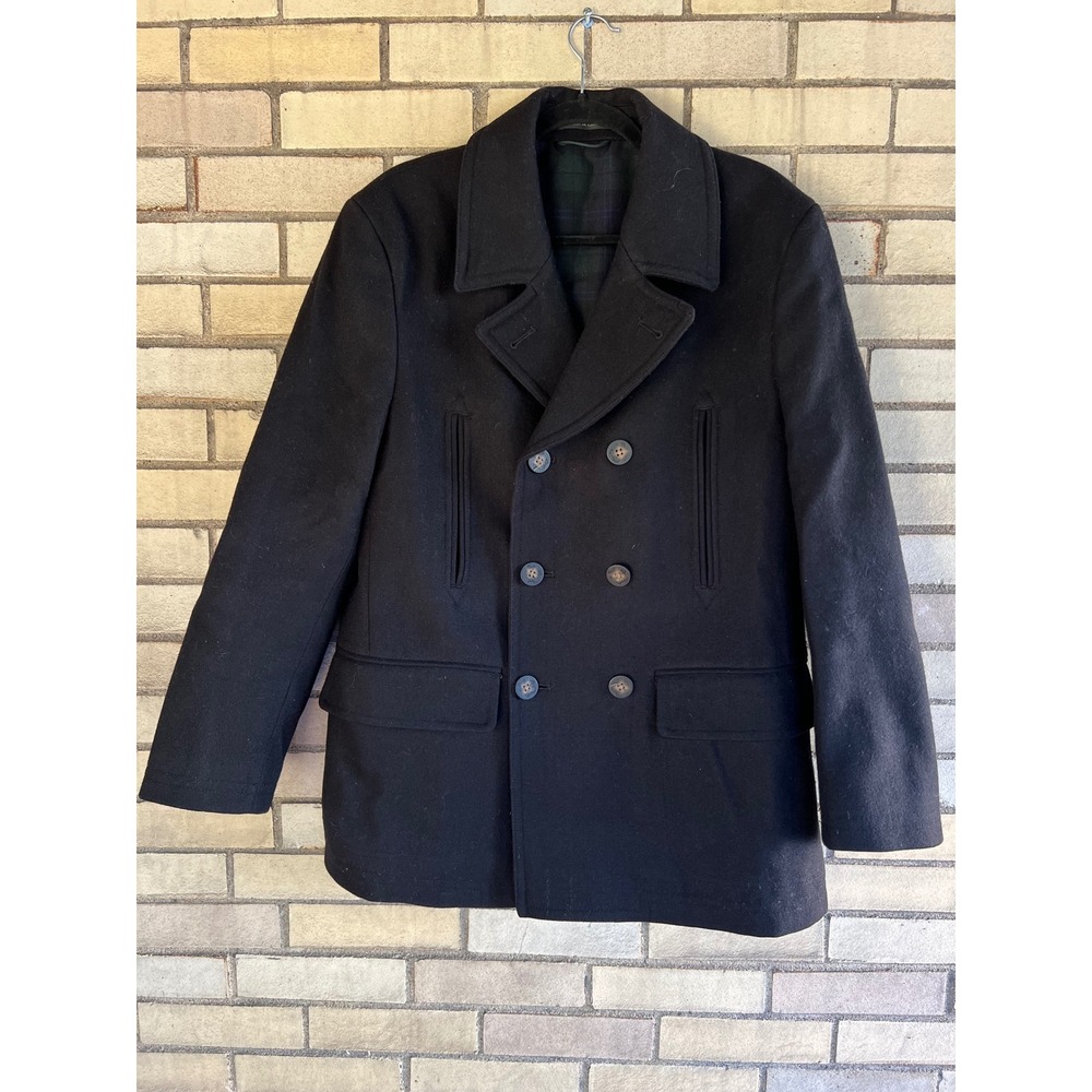 Lauren Ralph Lauren Black Wool Blend Double Breasted Pea Coat Men's Size 40S